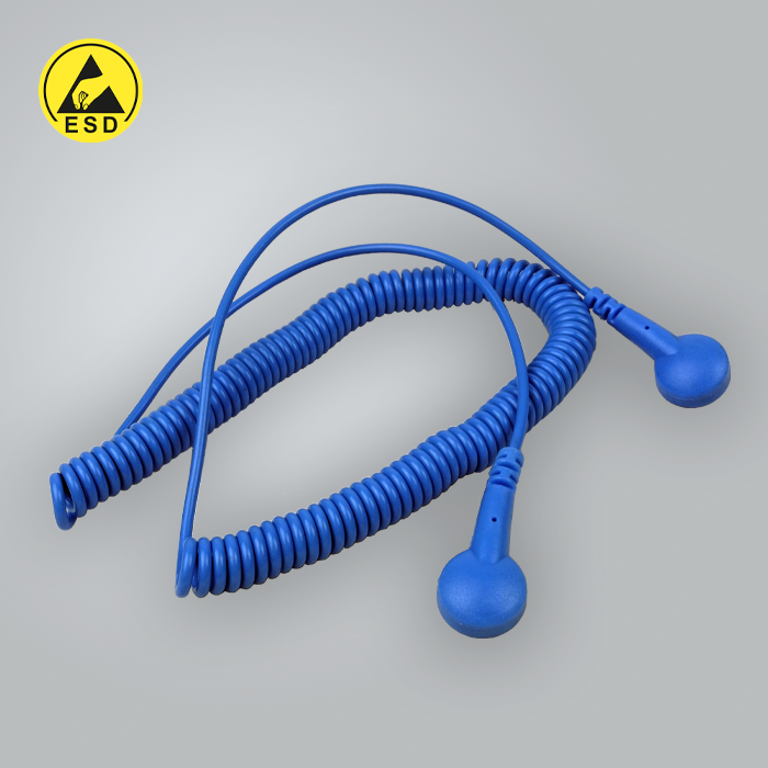 Grounding Cord (Earth Lead) BLUE Coiled - Stud to Stud 10mm (1.8M) ESD Grounding Cord (Earth Lead) BLUE Coiled - Stud to Stud 10mm (1.8M) ESD